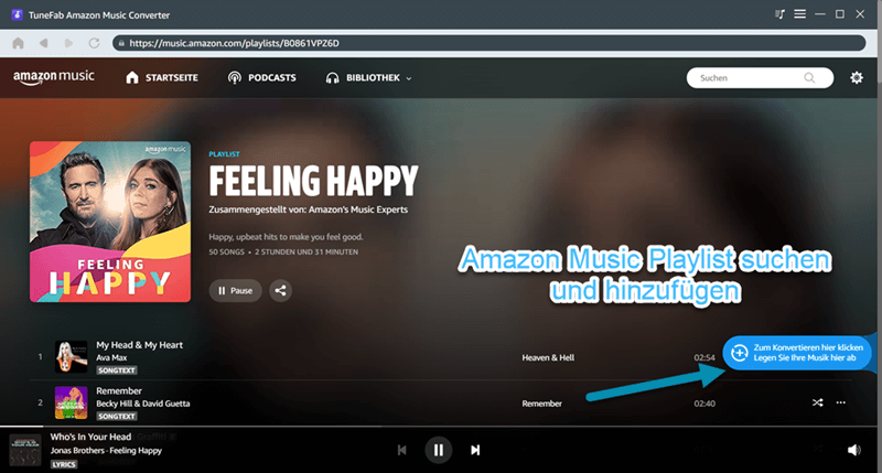 Amazon Music Playlist auswählen