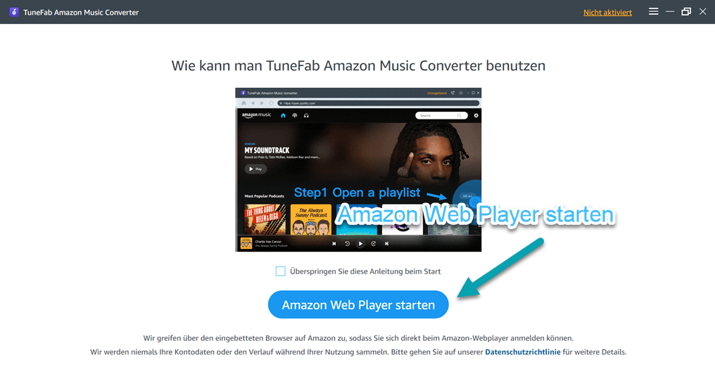 Amazon Music Web Player starten