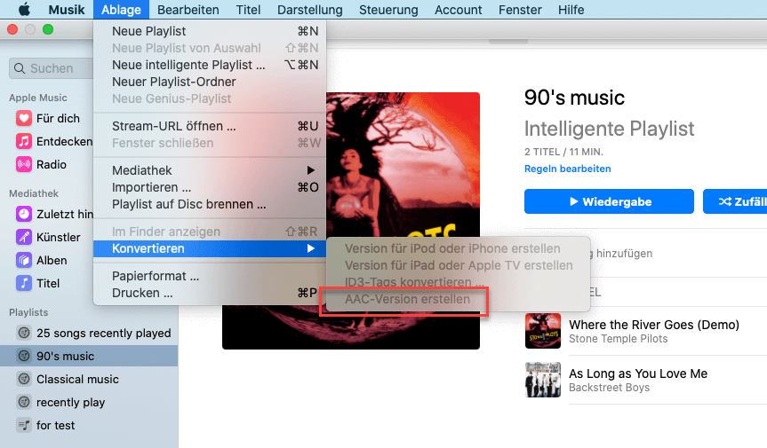 AAC Version erstellen
