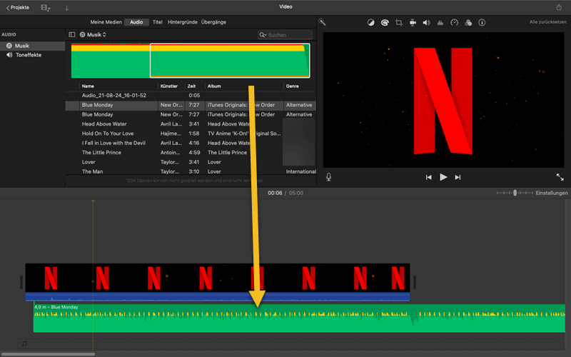 Apple Music in iMovie hinzufügen