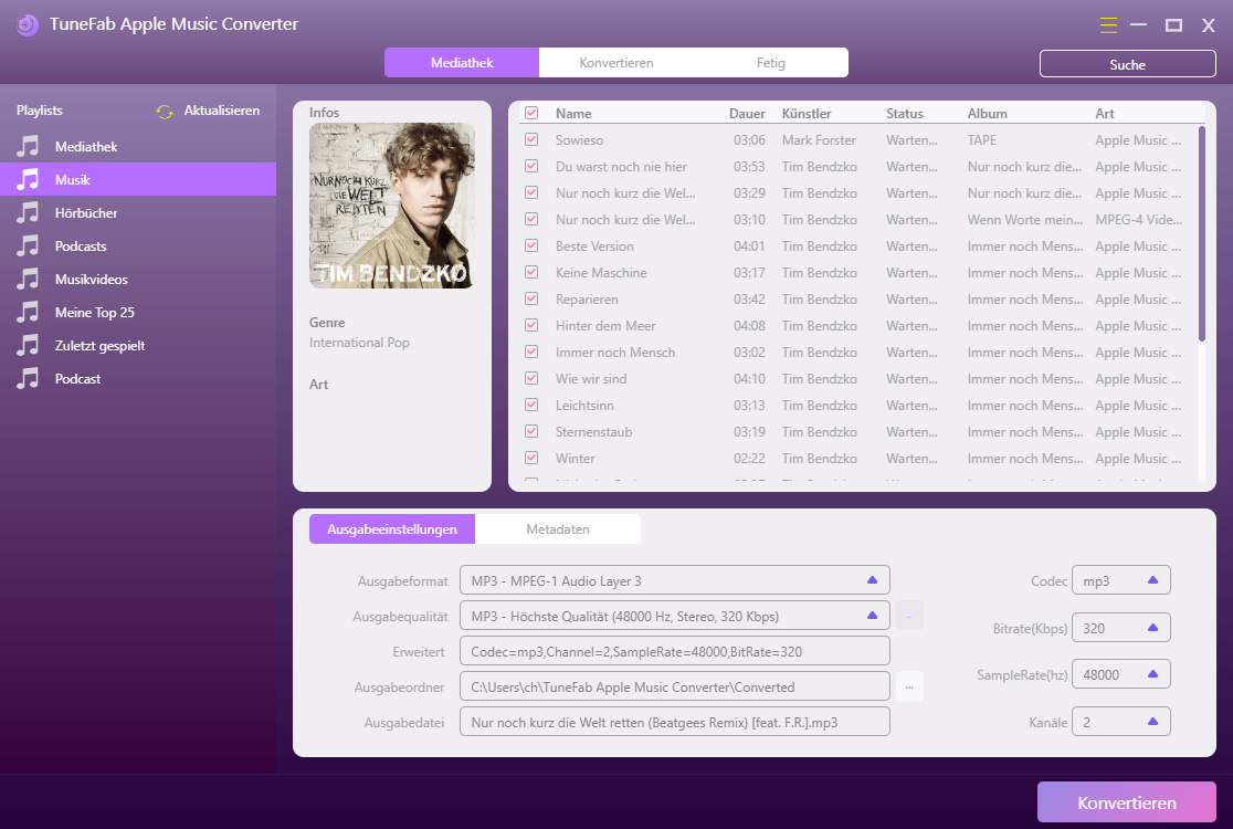 Apple Music Converter Songs auswählen