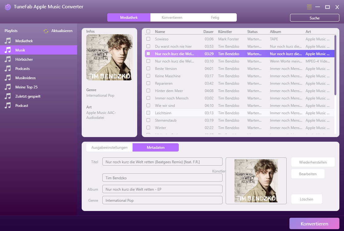 Apple Music Songs Metadaten bearbeiten