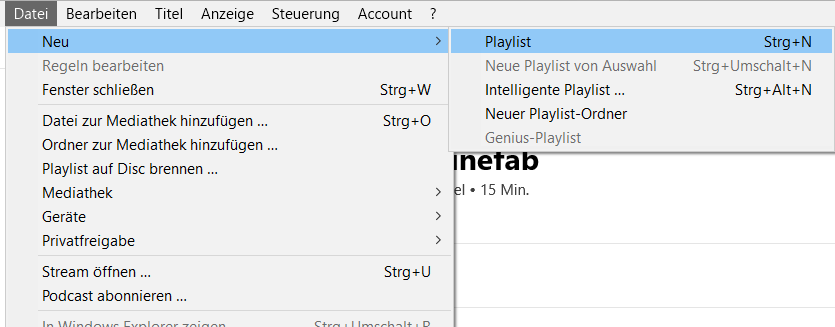 Neue Playlist erstellen iTunes