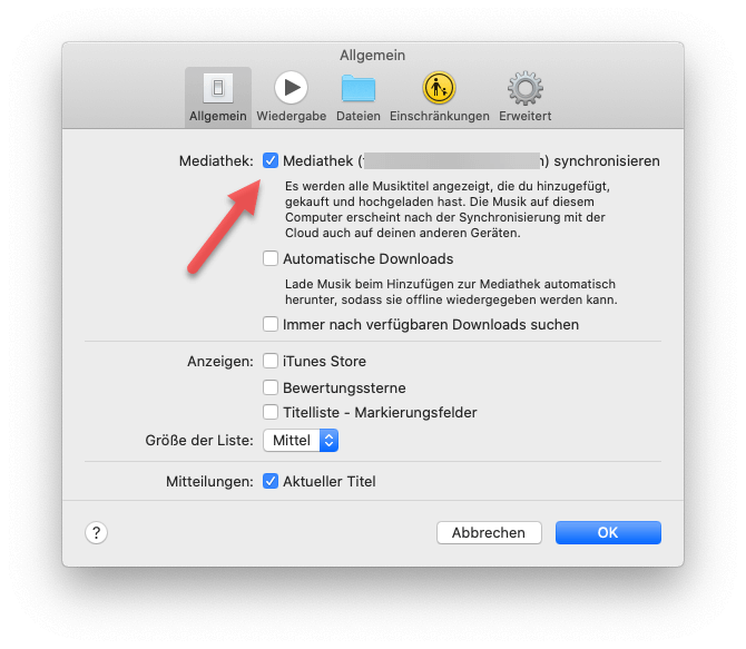 iCloud Musikmediathek in Mac überprüfen