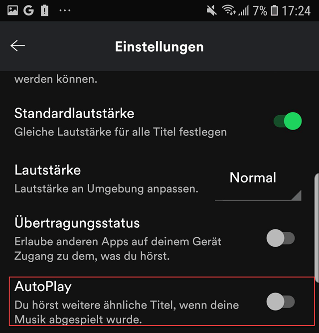 Spotify Einstellungen Autoplay