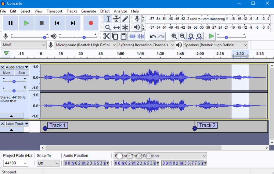 Audacity Interface