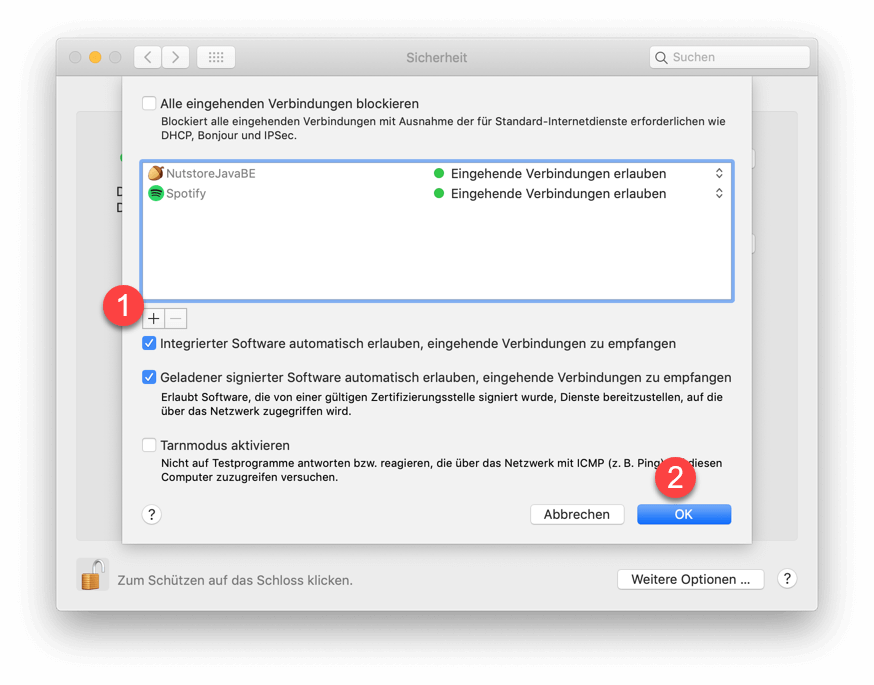 Spotify eingehende Verbindung erlauben