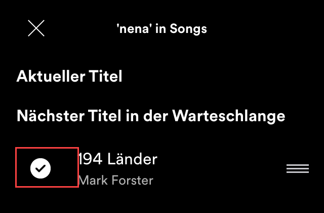 Spotify Warteschlange Songs auswählen