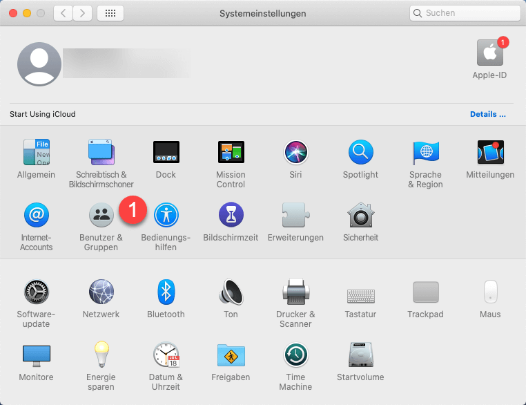 Systemeinstellungen Benutzer&Gruppen