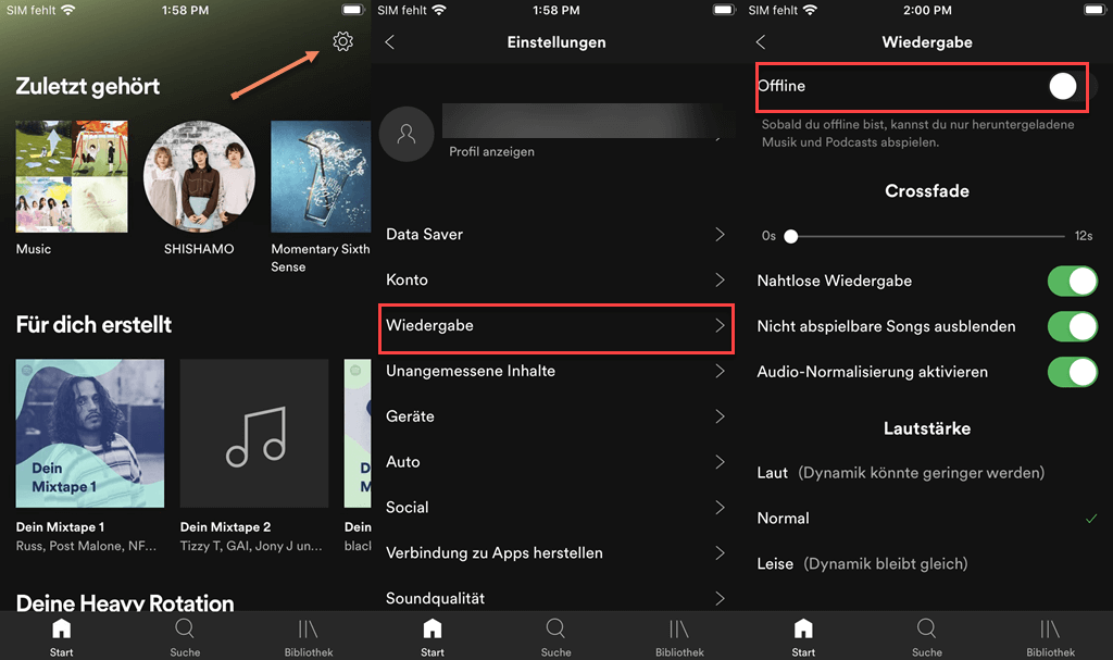 Smartphone Spotify Offline-Modus