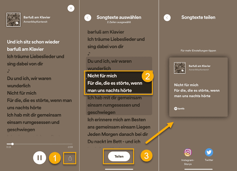 Spotify Lyrics teilen