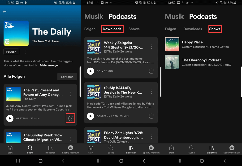 Spotify Podcast speichern