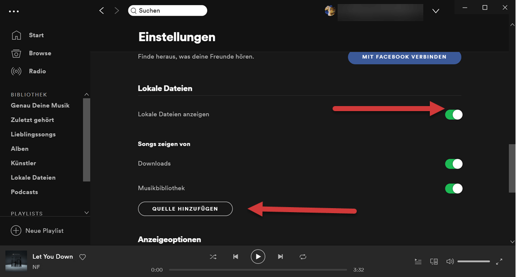 Spotify Quelle hinzufügen