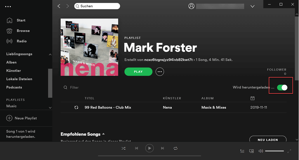 Spotify Song auf dem Computer herunterladen