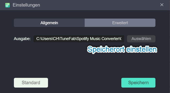 Spotify Music Converter Speicherort auswählen