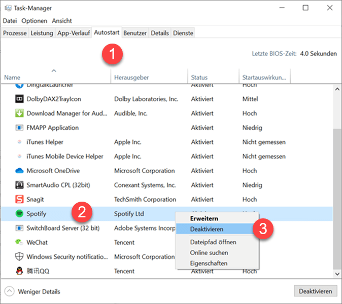 Spotify Autostart deaktivieren