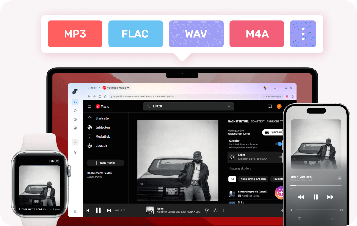 YouTube Musik in mehrere Formate konvertieren