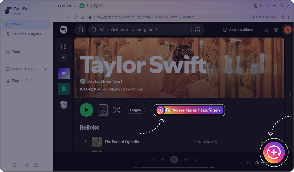 Musik zur Download-Liste hinzufügen