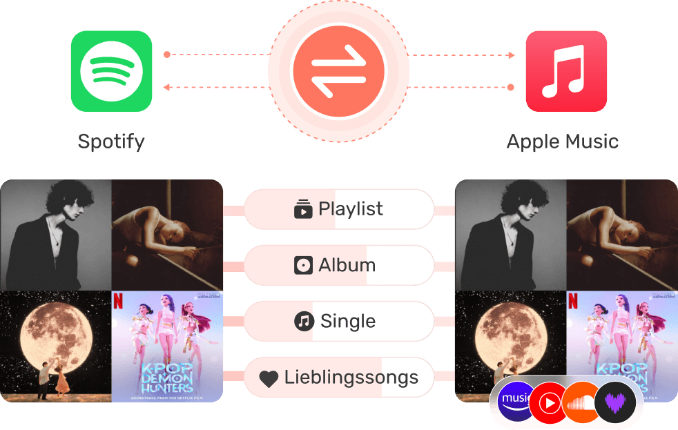 Playlists, Alben oder einzelne Songs übertragen