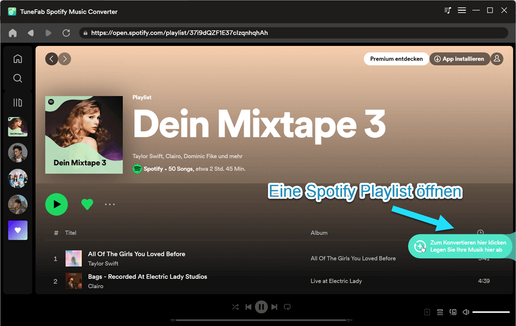 Eine Spotify Playlist öffnen