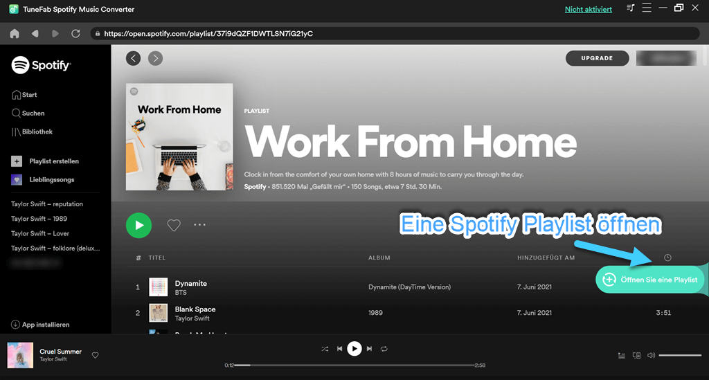 Eine Spotify Playlist öffnen