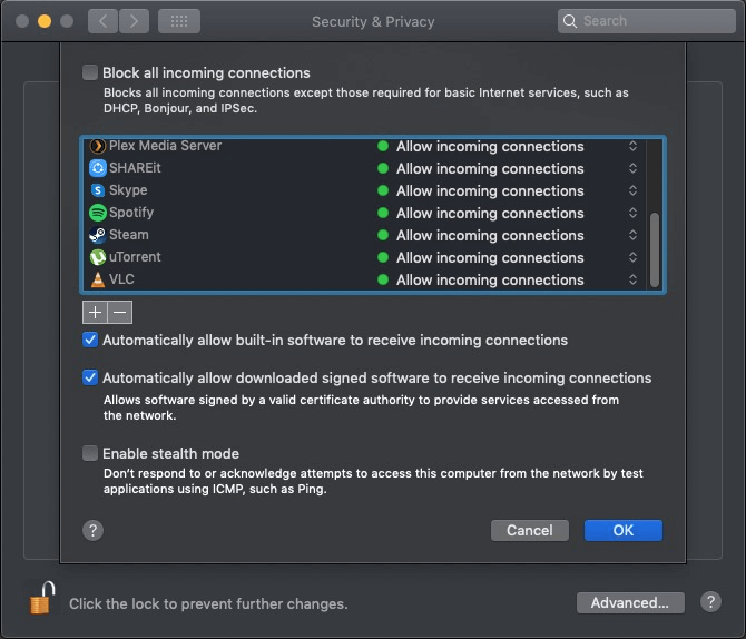 Firewall überprüfen auf Mac