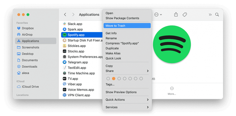 Spotify App auf Mac deinstallieren
