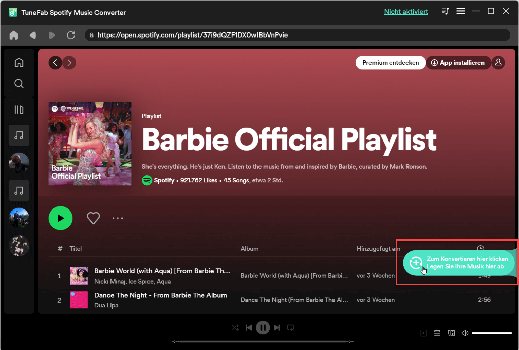 Spotify Playliste öffnen