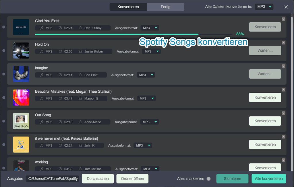 Spotify Songs konvertieren