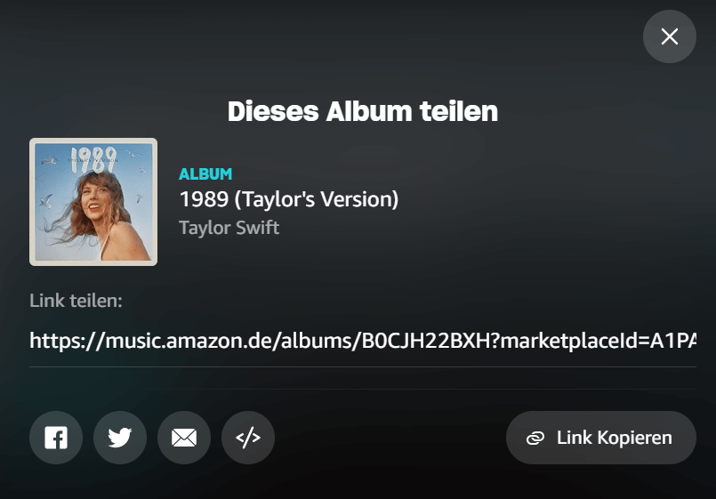 Amazon Music Link kopieren