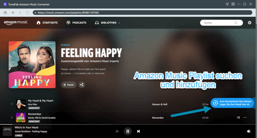 Amazon Music Playlist suchen und hinzufuegen