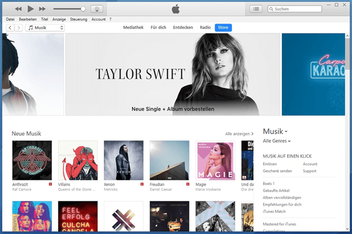 Apple Music Songs in iTunes auf PC suchen
