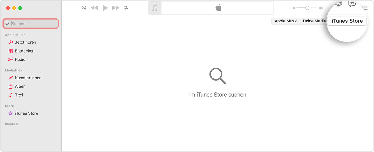 Apple Music Songs in iTunes Store suchen
