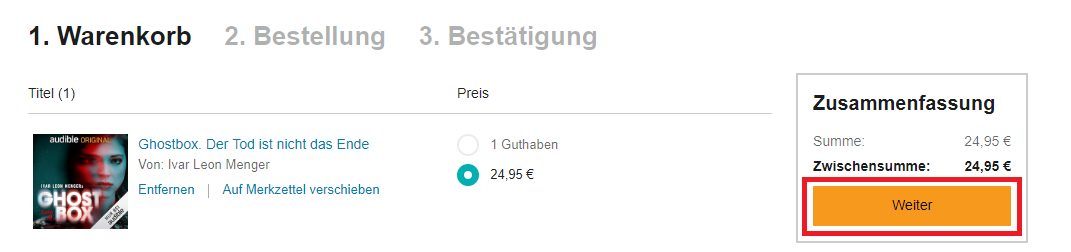 Audible Geld zahlen