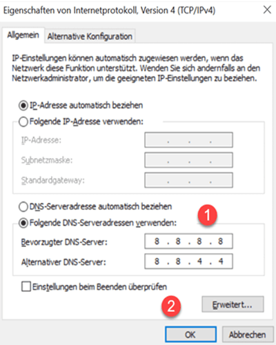 beheben die DNS-Probleme1