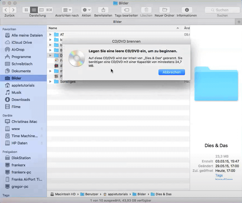 CD auf Mac einlegen