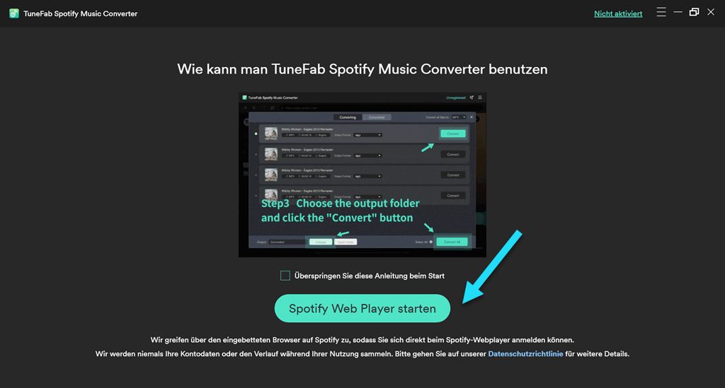 den Spotify Web Player öffnen