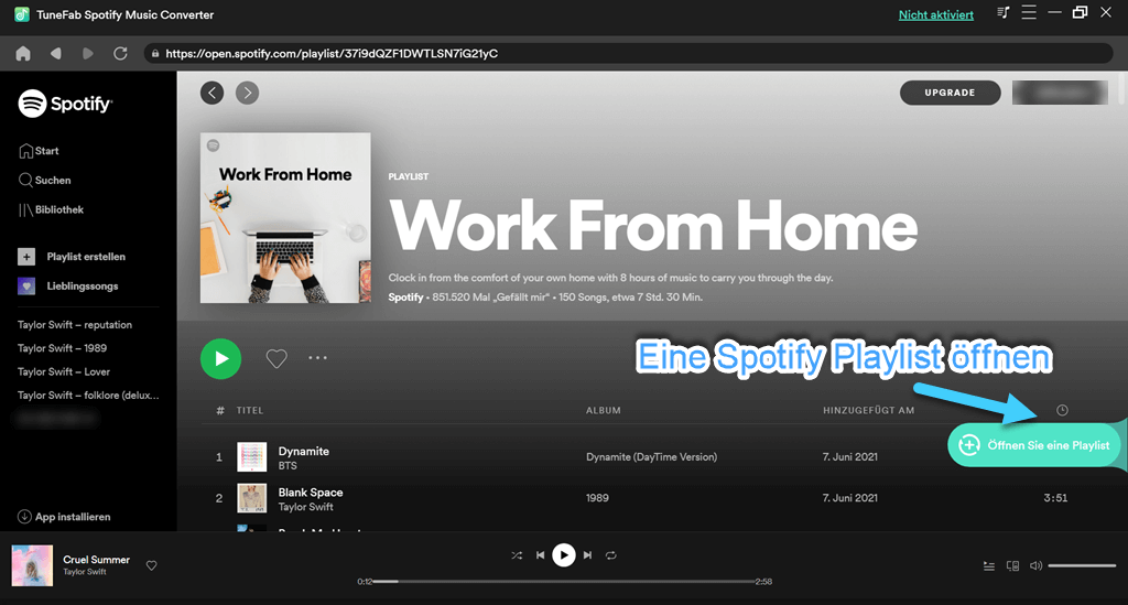 eine Spotify Playlist öffnen