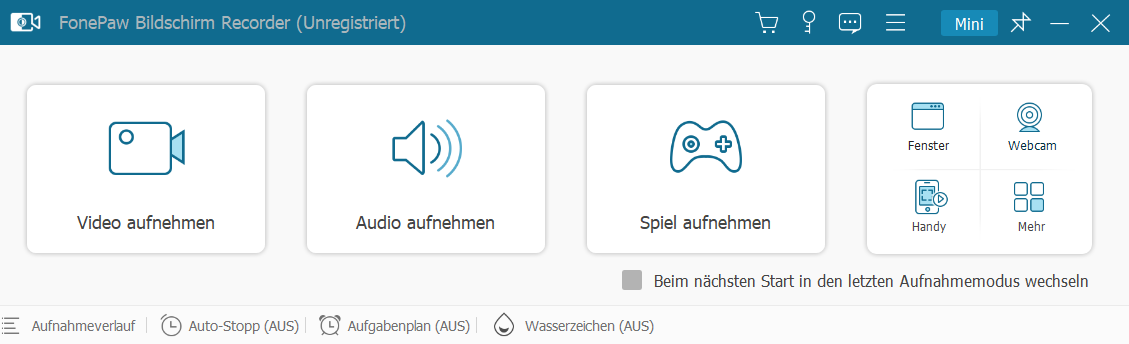 Oberfläche von FonePaw Bildschirm Rekorder