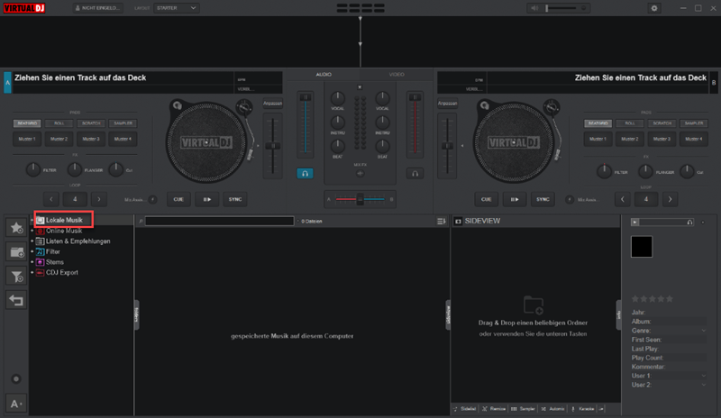 Lokale Musik in Virtual DJ öffnen