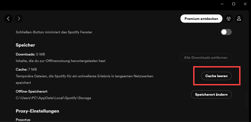 Spotify Cache auf Desktop löschen