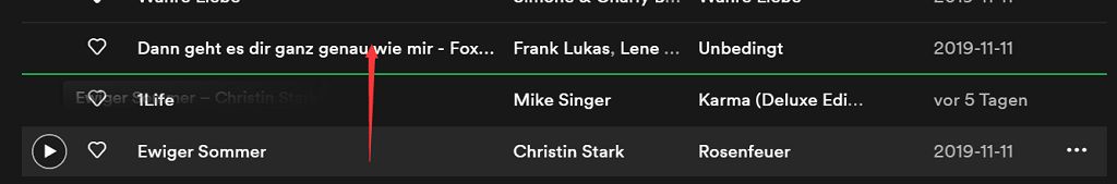 Spotify Lied in der Playlist ziehen