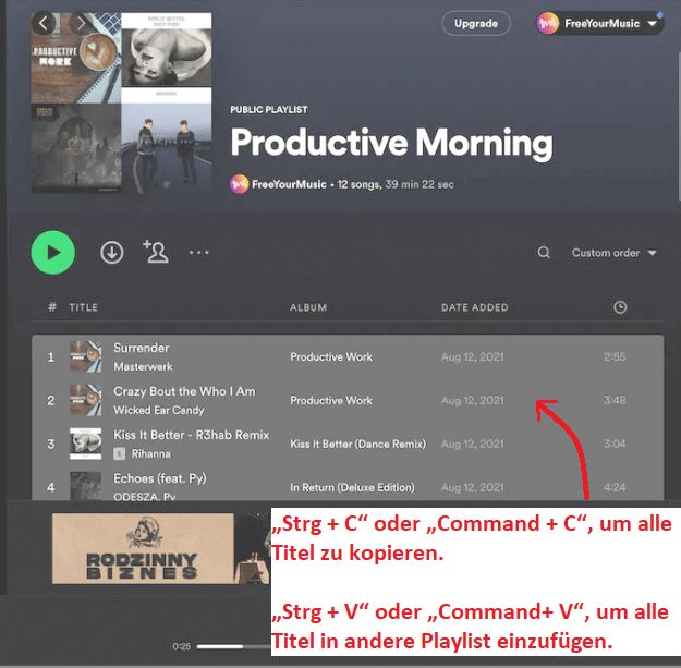 Spotify Playlists auf Mac zusammenfügen