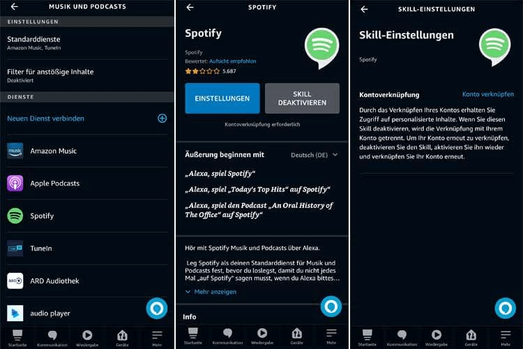 Spotify Skill in Alexa-App deaktivieren