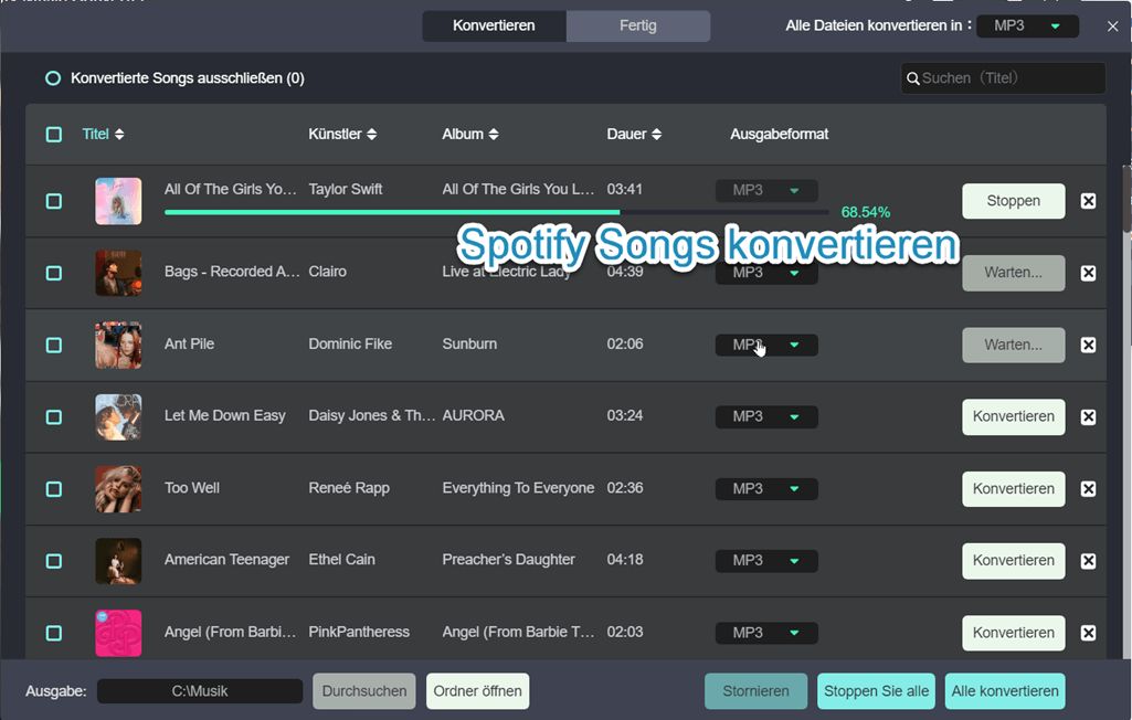 Spotify Songs konvertieren
