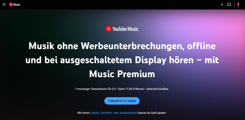 1 Monat YouTube Music Premium offiziell gratis nutzen