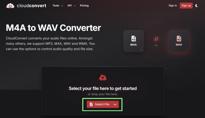 Musikdateien in CloudConvert hochladen