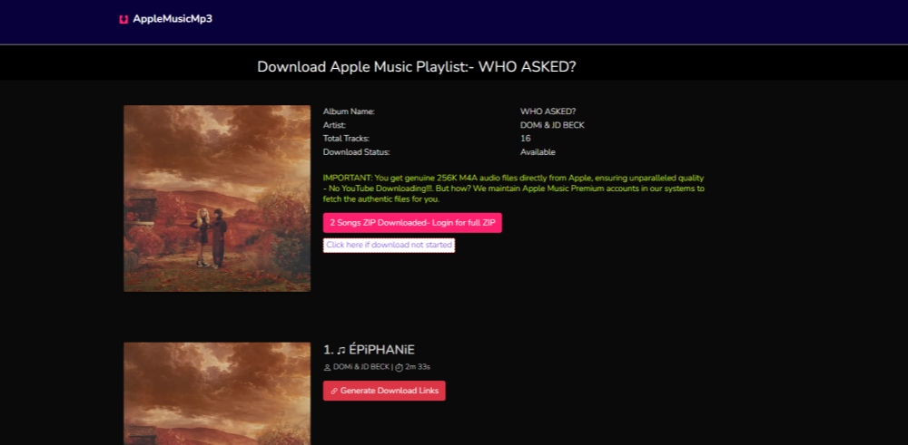Playlist mit AppleMusicMp3 Downloader erfolgreich erkennen
