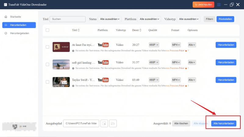 Alle Videos konvertieren