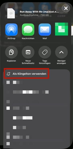 „Als Klingelton verwenden“ auf iOS einrichten